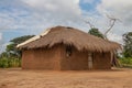 Typical rural mud-house in remote village in Africa, made by local materials