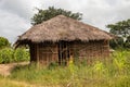 Typical rural mud-house in remote village in Africa, made by local materials