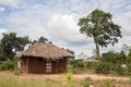 Typical rural mud-house in remote village in Africa, made by local materials