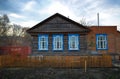 Typical Russian cabin izba architecture background Royalty Free Stock Photo