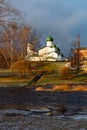 Typical Russian orthodoxal Church of the Epiphany on the Pskova river at Pskov, Russia Royalty Free Stock Photo
