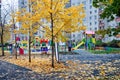 A typical Russian yard in an ordinary neighborhood, Zhukovsky, Moscow region, Russia, Europe