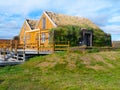 Typical scandinavian house with grass roof