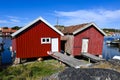 Typical scandinavian red huts on the Swedish island of Koster Royalty Free Stock Photo