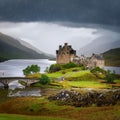 Scottish castle in the rain, AI generated Royalty Free Stock Photo