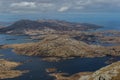 Typical view of lochs from higher position. Shoreline lochs on North Uist, Outer Hebrides, Scotland.