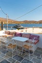 Typical seaside restaurant on Serifos Island. Greece Royalty Free Stock Photo