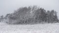 Rural winter snow scene on Wetley Moor, Staffordshire, UK