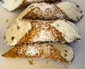 Typical sicilian pastry Cannoli sprinkled