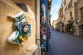 Typical Sicilian Souvenir in ceramic symbolising the sunshine and triskelions - symbol of Sicily Royalty Free Stock Photo