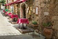 Typical sidewalk restaurant scene in Tuscany