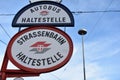 Bus and tramway station sign in Vienna