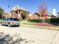 Typical single family home in Texas, America with bright red col Royalty Free Stock Photo