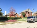 Typical single family home in Texas, America with bright red col Royalty Free Stock Photo