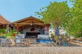 Typical small cafe on Black Sand Beach on Bali Royalty Free Stock Photo