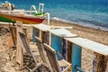 Typical small cafe on Black Sand Beach on Bali Royalty Free Stock Photo