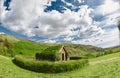 Traditional Icelandic houses with grass roof, Iceland. Old architecture with grassy roof. Royalty Free Stock Photo