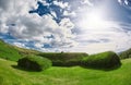 Traditional Icelandic houses with grass roof, Iceland. Old architecture with grassy roof. Royalty Free Stock Photo