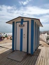 A typical small toilette house for ladies and gentlemen at the beach