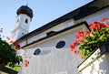 Typical south german church with onion tower and white facade under a blue sky 2