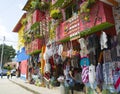 Typical souvenirs for sale in a shop in Raquira Royalty Free Stock Photo