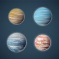 Typical space planets or planetoids vector set