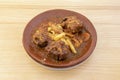 Typical Spanish dish of stewed oxtail with a delicious garnish of homemade chips and a creamy sauce Royalty Free Stock Photo