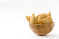 Typical Spanish empanadas in bowl isolated