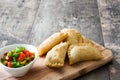 Typical Spanish empanadas on wood