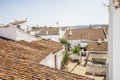 Typical spanish houses and courtyard in Sanlucar de Guadiana, Andalusia, Spain Royalty Free Stock Photo
