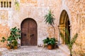 Typical spanish patio of rustic old mansion villa Royalty Free Stock Photo