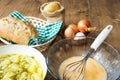 Typical Spanish potato omelet ingredients Royalty Free Stock Photo