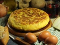 Typical spanish potato omelet original traditional tasty delicious Royalty Free Stock Photo