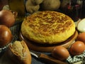 Typical spanish potato omelet original traditional tasty delicious Royalty Free Stock Photo