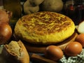 Typical spanish potato omelet original traditional tasty delicious Royalty Free Stock Photo