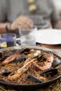 Typical spanish seafood paella