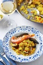 Typical spanish seafood paella