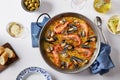 Typical spanish seafood paella Royalty Free Stock Photo