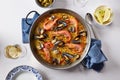 Typical spanish seafood paella Royalty Free Stock Photo