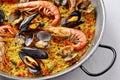 Typical spanish seafood paella Royalty Free Stock Photo