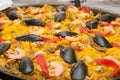 Typical spanish seafood paella Royalty Free Stock Photo