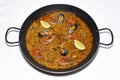 Typical Spanish seafood paella Royalty Free Stock Photo