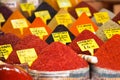 Typical spices on sale in the turkish markets in Istanbul