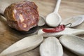 Typical spicy salami of Calabria called soppressata Royalty Free Stock Photo
