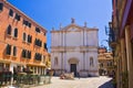 Typical square (campo) with typical buildings church in Venice, Italy