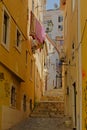 Typical staircase and old traditional houses in Alfama neighborhood, Lisbon Royalty Free Stock Photo