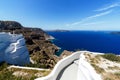 A typical stairway situated in the village of on the greek island of Santorini. Romantic vacation by the sea Royalty Free Stock Photo