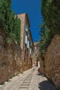 Typical stone houses with sunny blue sky, in Gordes.