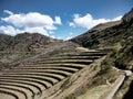 Typical stone terraces in the Sacsayhuaman Inca Archaeological Park in Cusco, Peru
