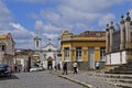 Typical street with baroque church in the background, Sao Joao del Rei, Brazil Royalty Free Stock Photo